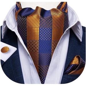 3PCS Ascot Ties for Men Wedding Jacquard Woven 100% Silk Ascot Cravat